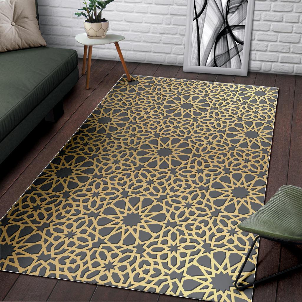 arabic star gold pattern Area Rug