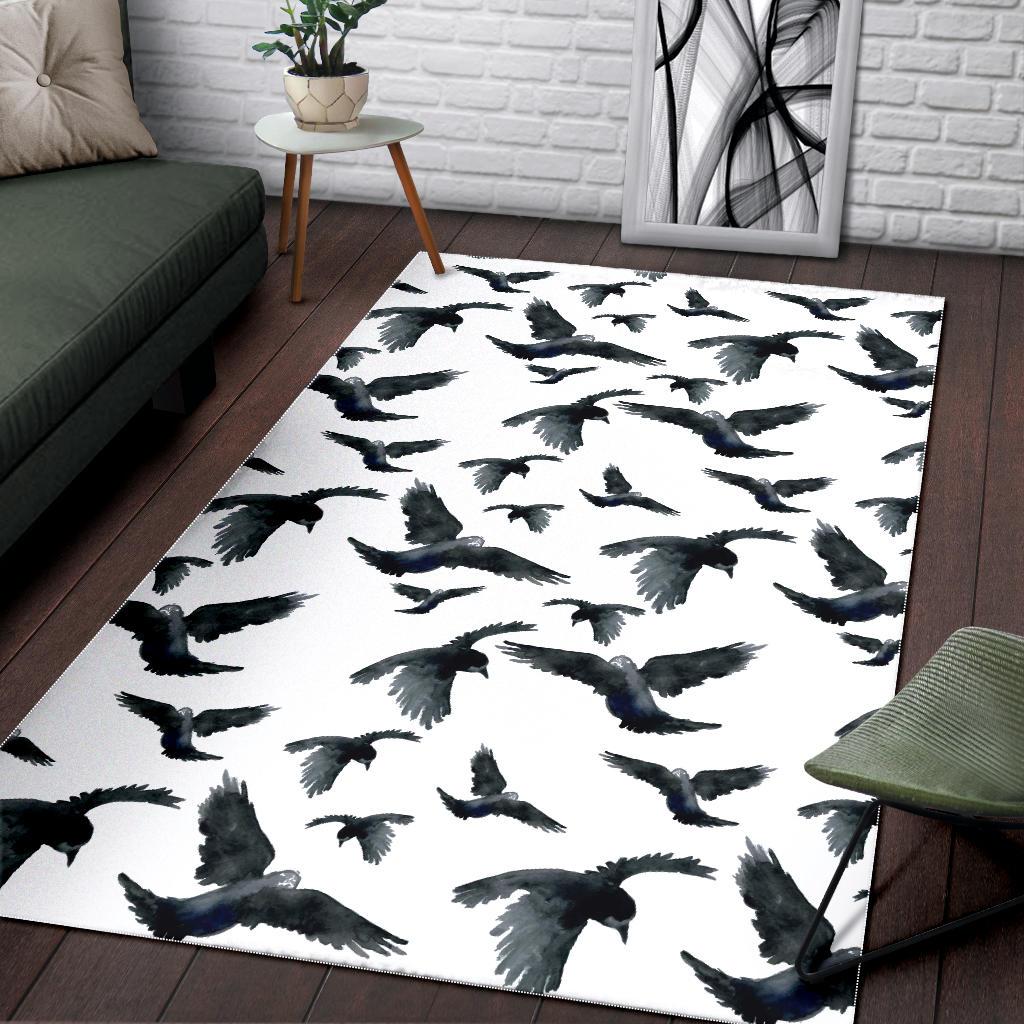 Crow Water Color Pattern Area Rug