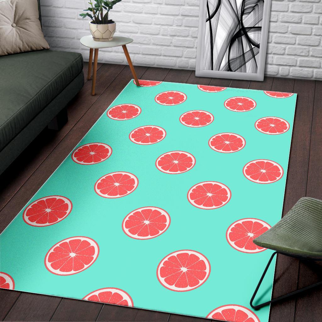 Grapefruit green background Area Rug