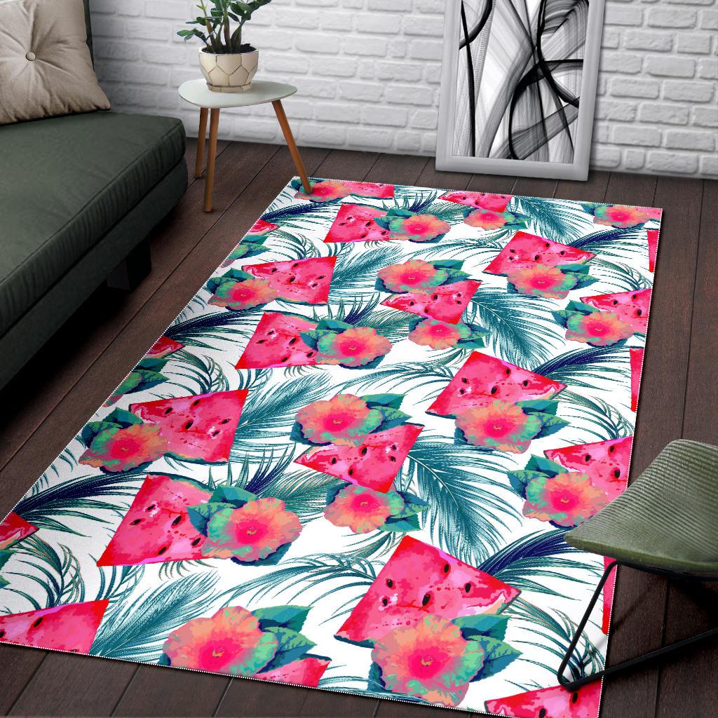 Watermelon Flower Pattern Area Rug