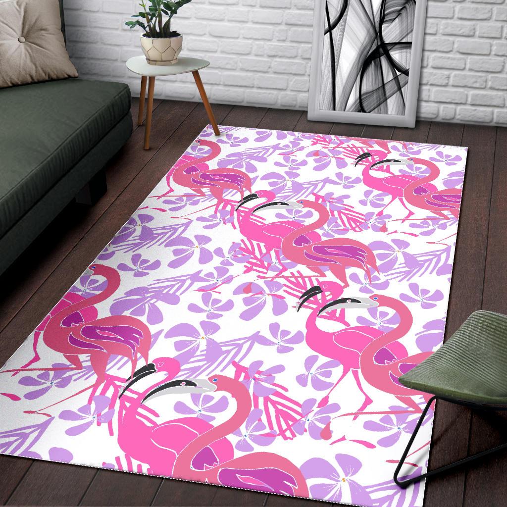 Pink flamingo flower pattern Area Rug
