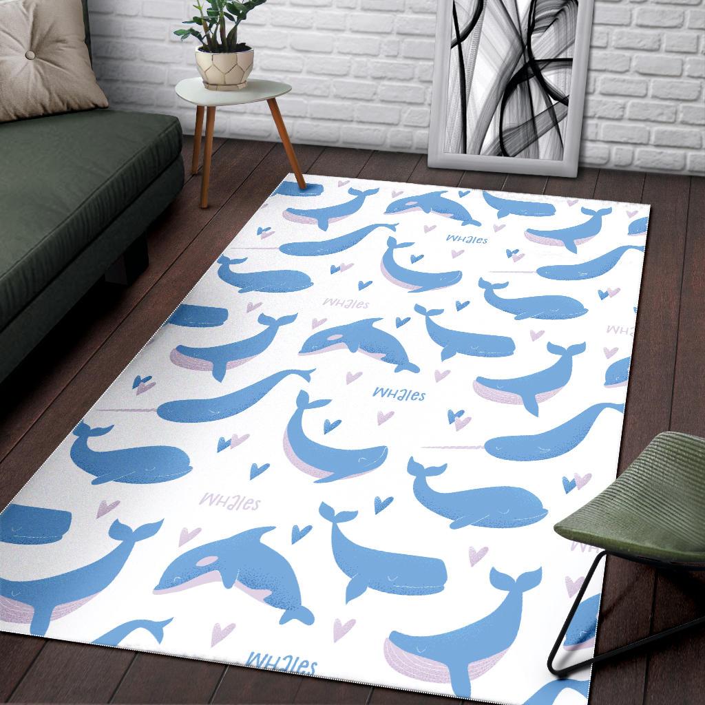 Blue whale pattern Area Rug