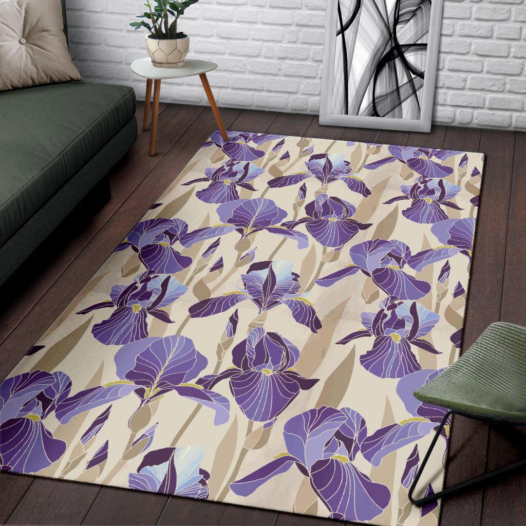 Iris Pattern Print Design IR02 Area Rugs