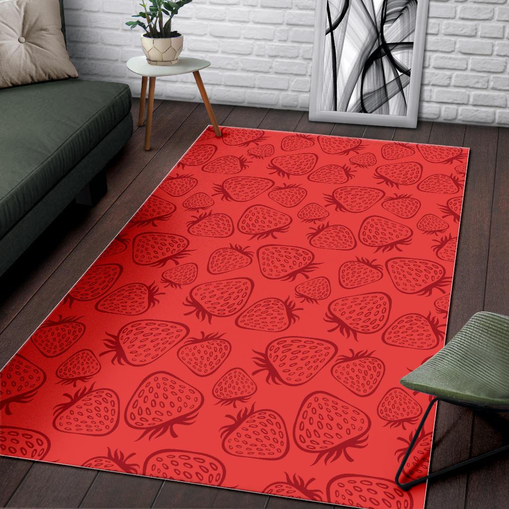 strawberry pattern red background Area Rug