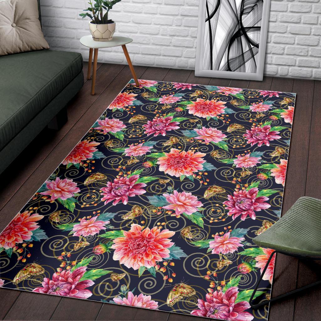 Dahlia Pattern Print Design DH02 Area Rugs