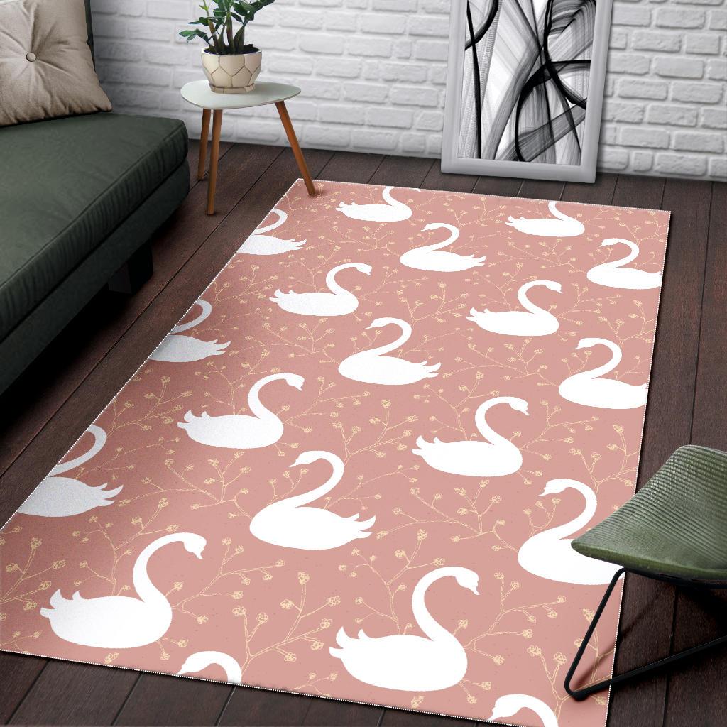Swan flower light pink background Area Rug