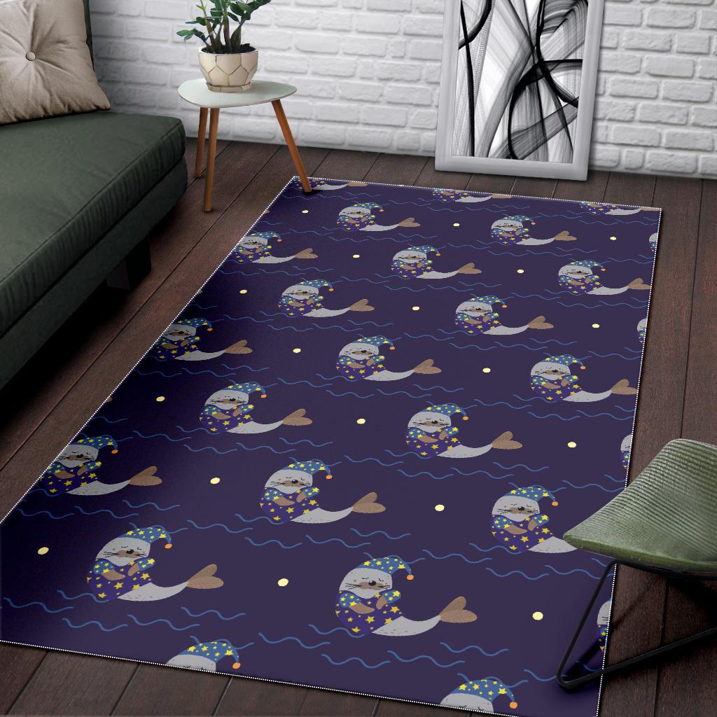 Sleeping Sea Lion Pattern Area Rug