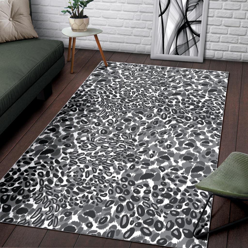 Gray Leopard Texture Pattern Area Rug