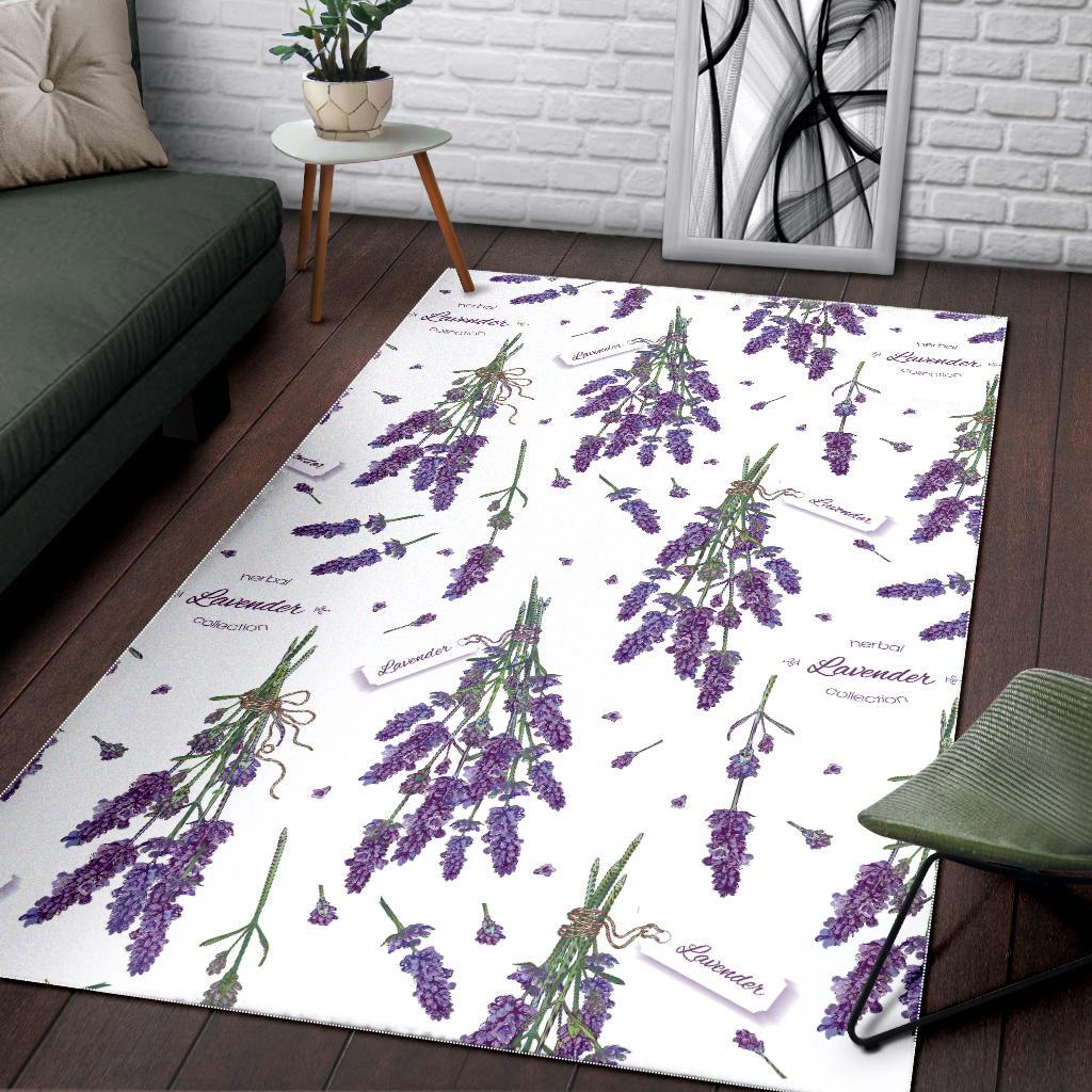 lavender flower design pattern Area Rug