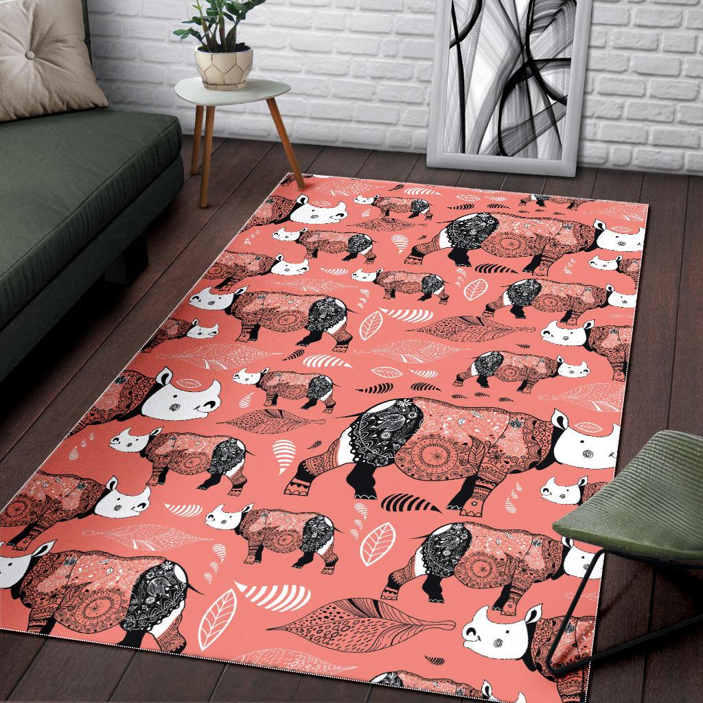 Rhino Tribal Pattern Area Rug