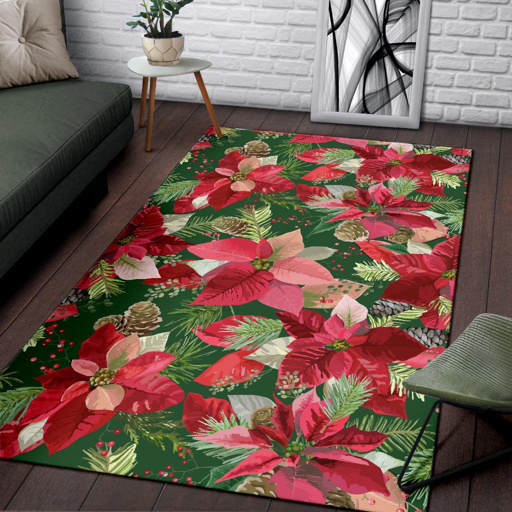 Poinsettia Pattern Print Design POT03 Area Rugs