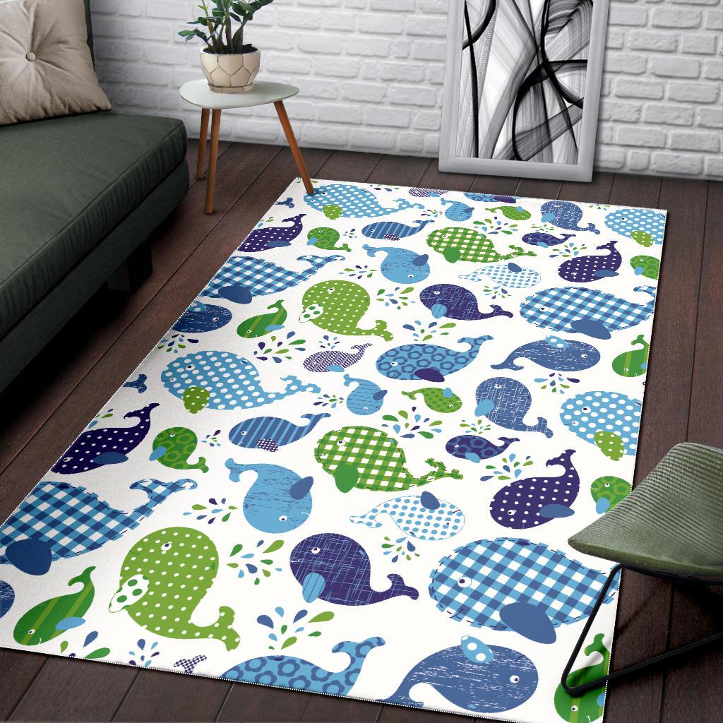 Whale Stripe Dot Pattern Area Rug