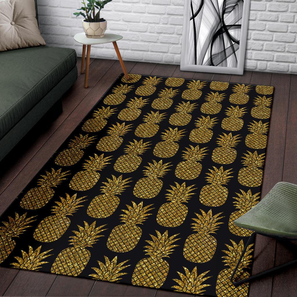 Gold Pineapple Pattern Print Design PP011 Area Rugs