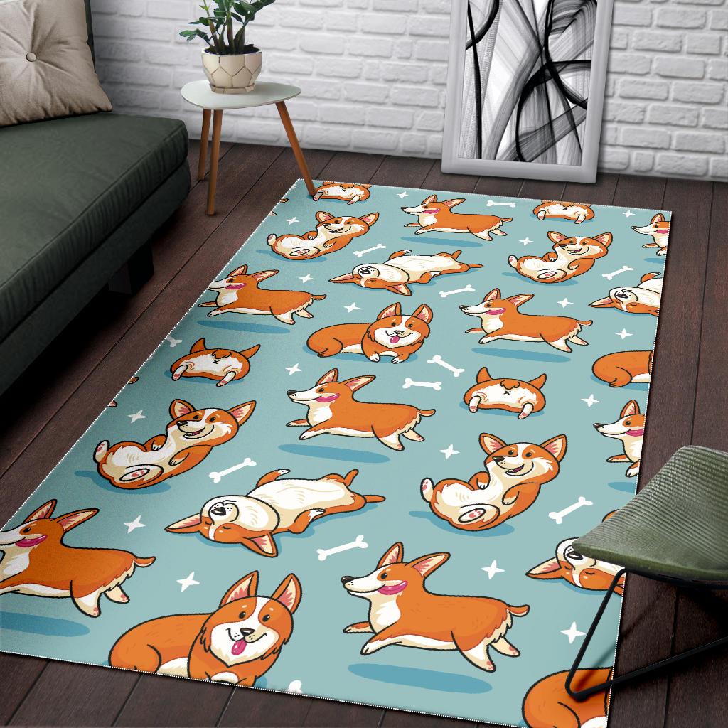 Cute Corgi Pattern Area Rug