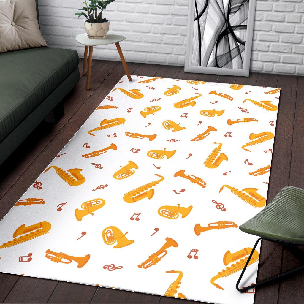 Saxophone Pattern Theme Area Rug