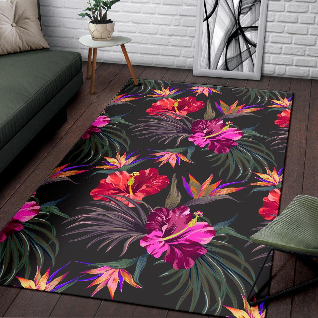 Hibiscus Pattern Print Design HB014 Area Rugs