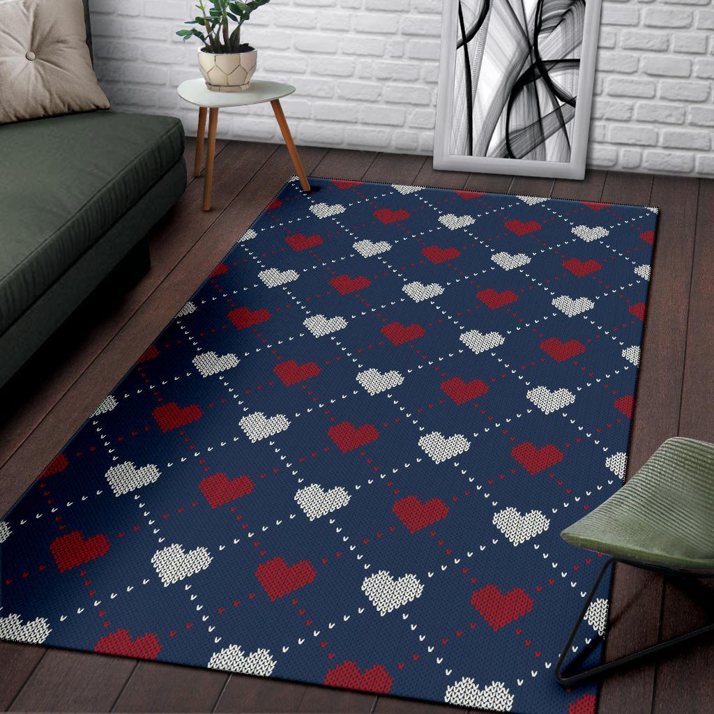 Heart Knit Pattern Print Design HE05 Area Rugs