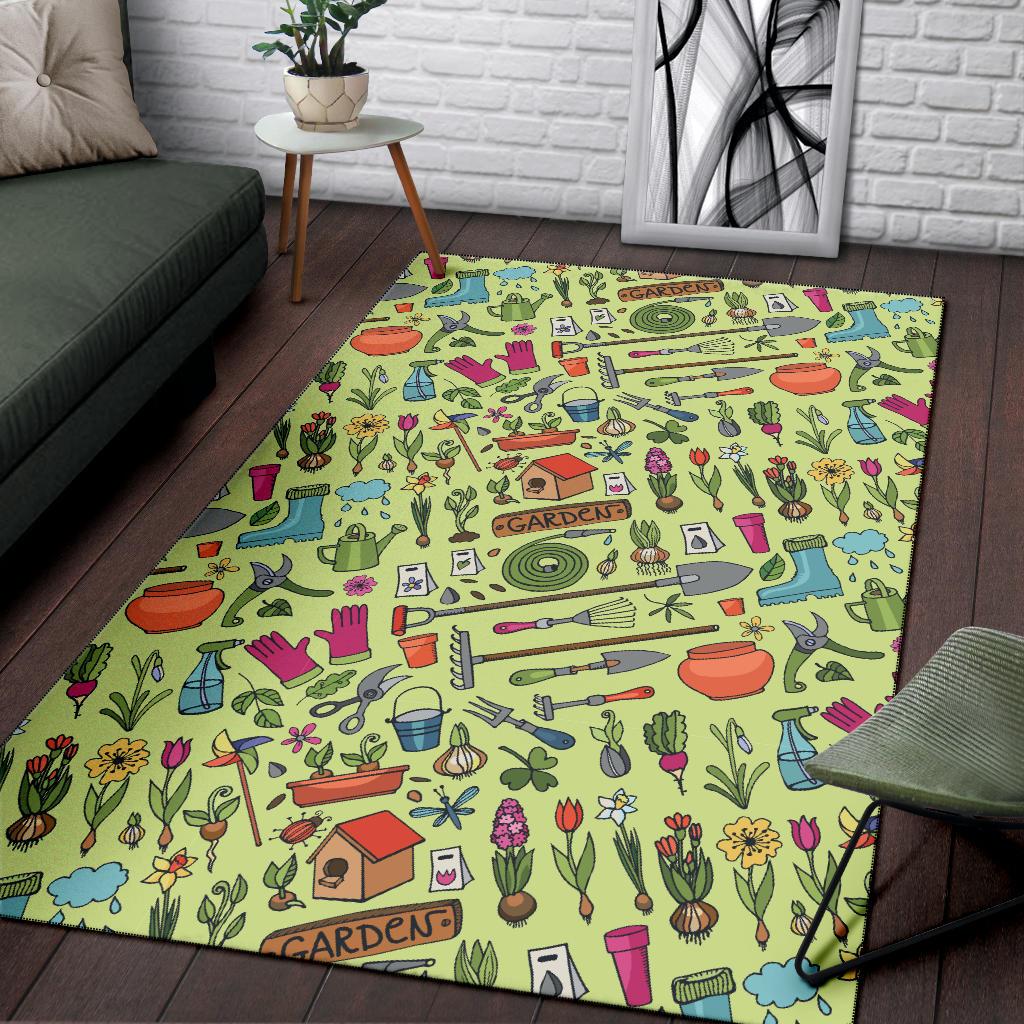 Gardening Pattern Print Design G02 Area Rugs