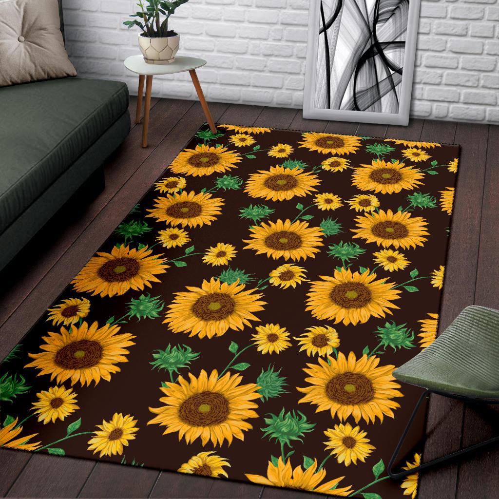 Sunflower Pattern Print Design SF01 Area Rugs