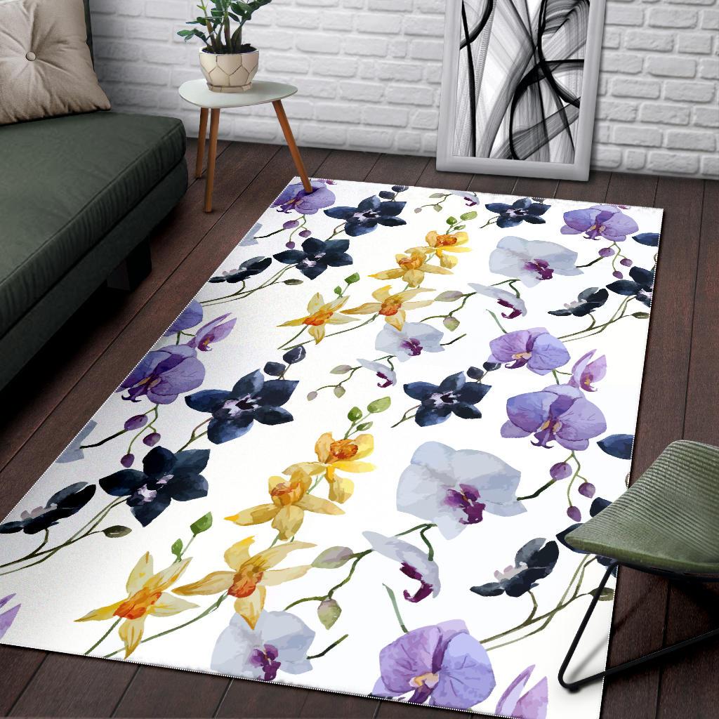 Orchid Pattern Background Area Rug