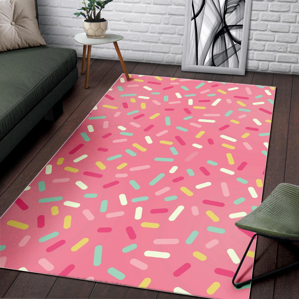 Pink donut glaze candy pattern Area Rug