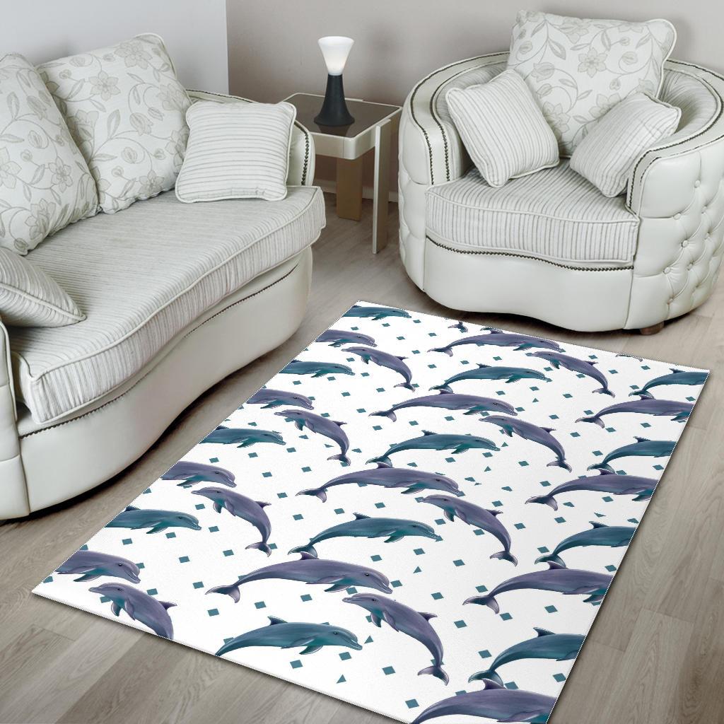 Dolphins pattern dotted background Area Rug