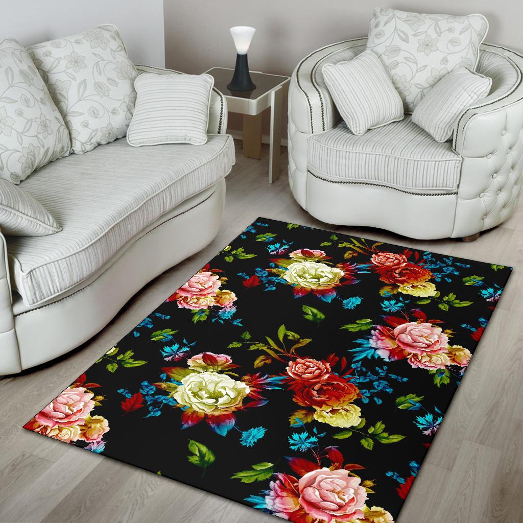 Peony Pattern Print Design PE07 Area Rugs
