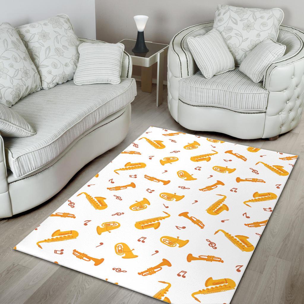 Saxophone Pattern Theme Area Rug
