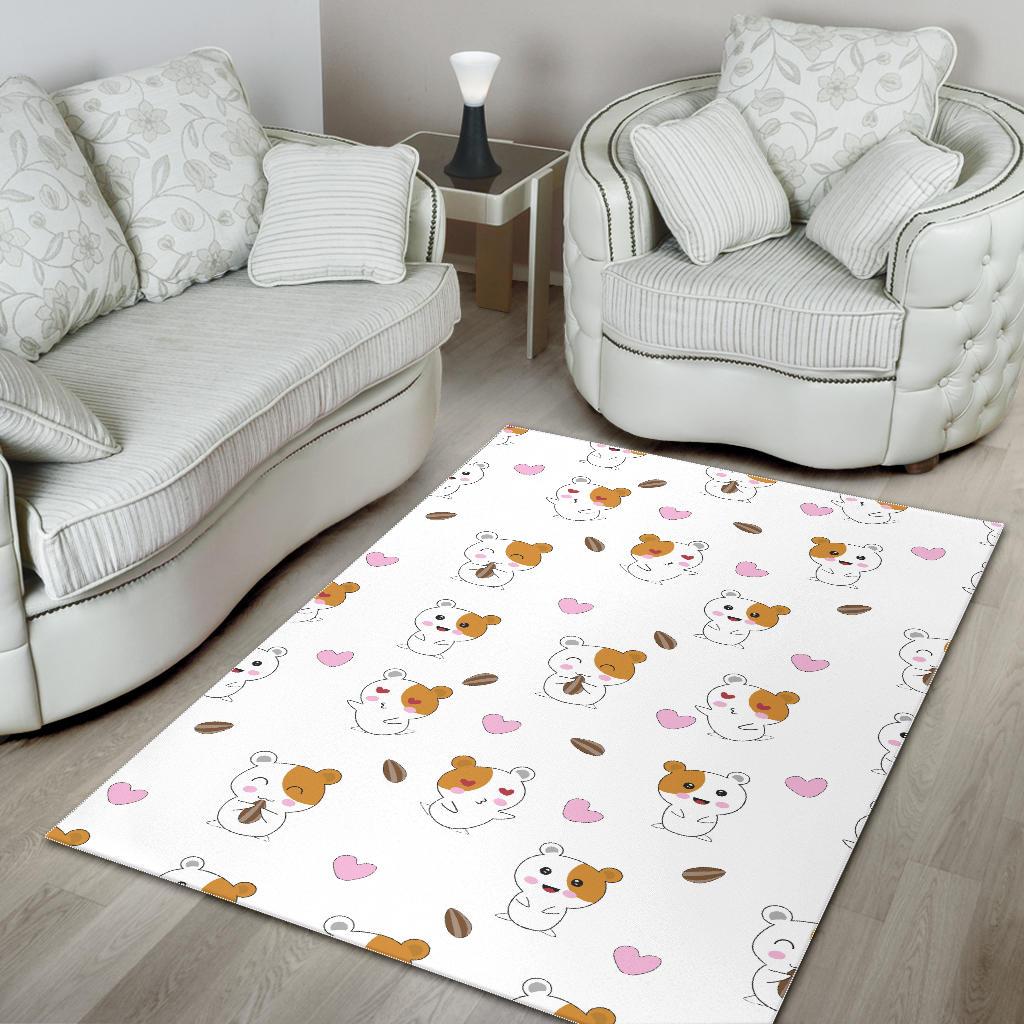 Hamster Seed Heart Pattern Area Rug