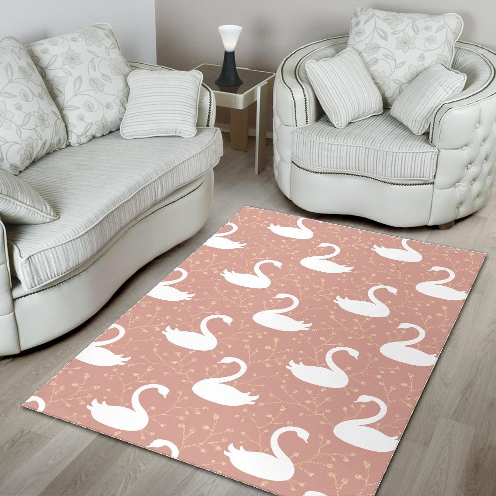 Swan flower light pink background Area Rug