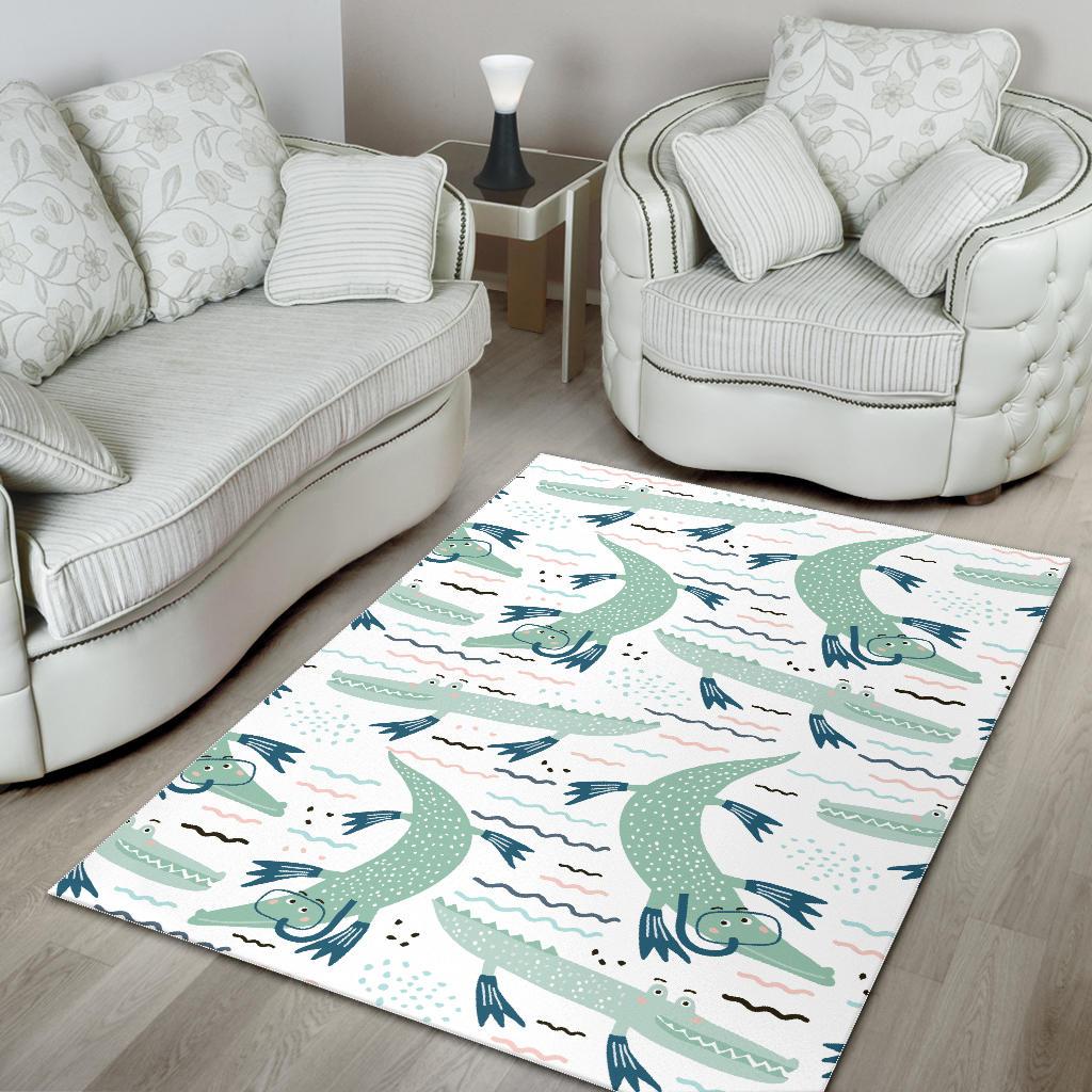 Crocodile diver pattern Area Rug