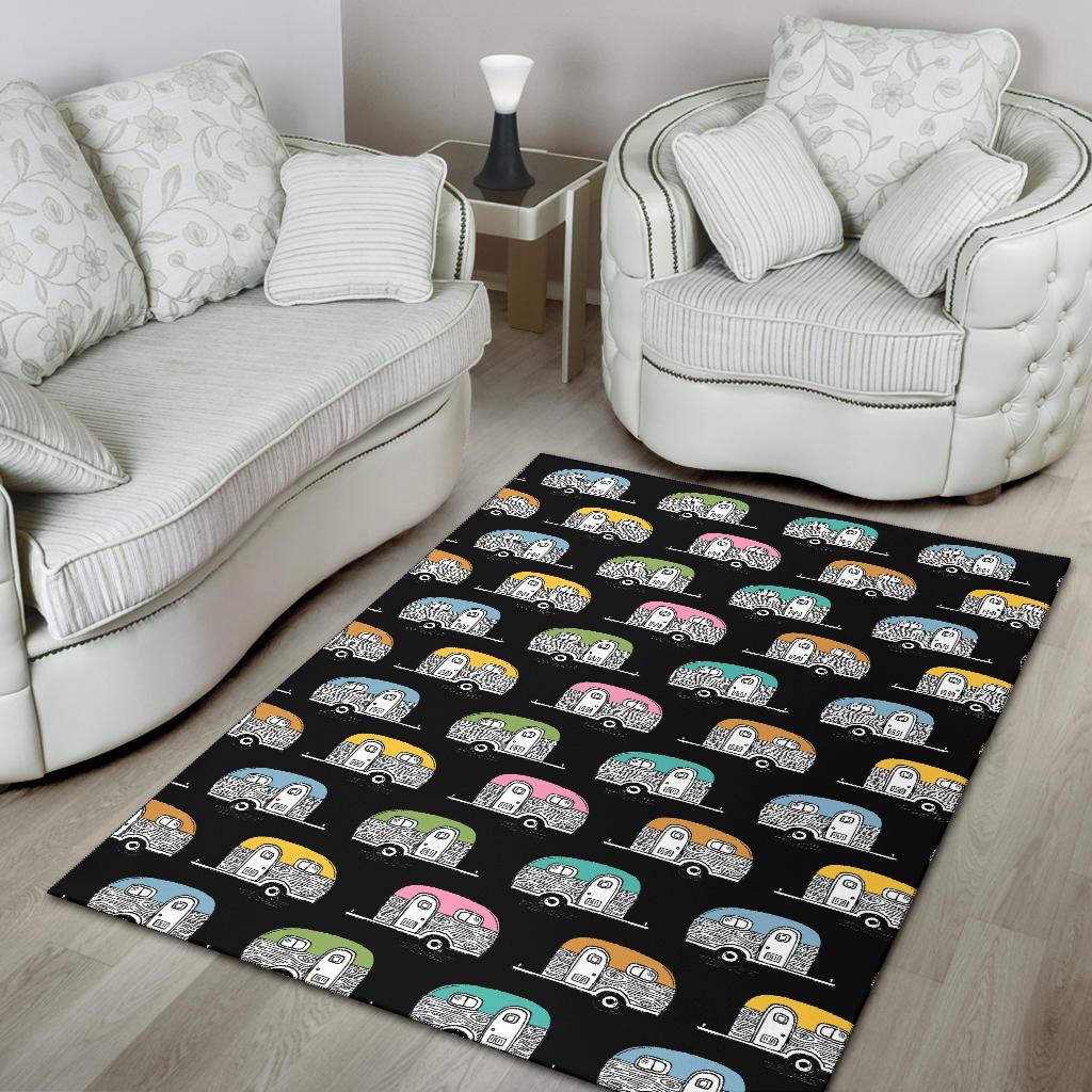 Camper Pattern Camping Themed No 2 Print Area Rugs