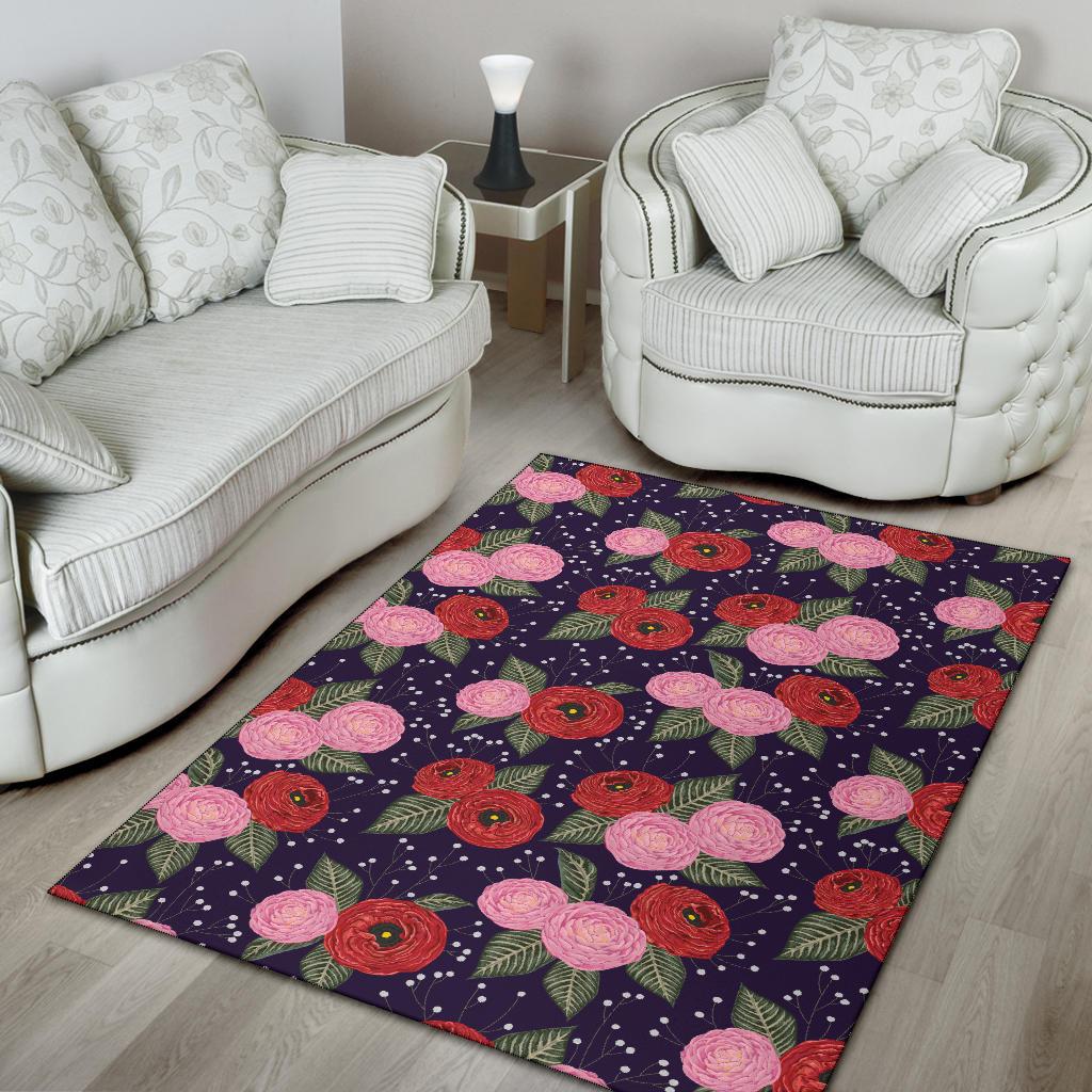 Camellia Pattern Print Design CM02 Area Rugs