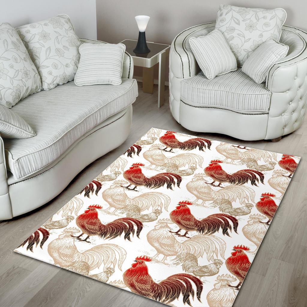 Rooster Chicken Pattern Area Rug