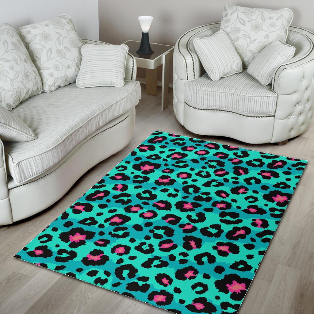 Green leopard skin print pattern Area Rug