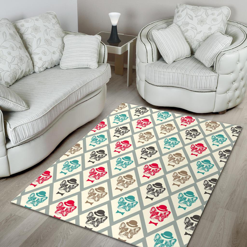 French Bulldog Tuxedo Pattern Area Rug