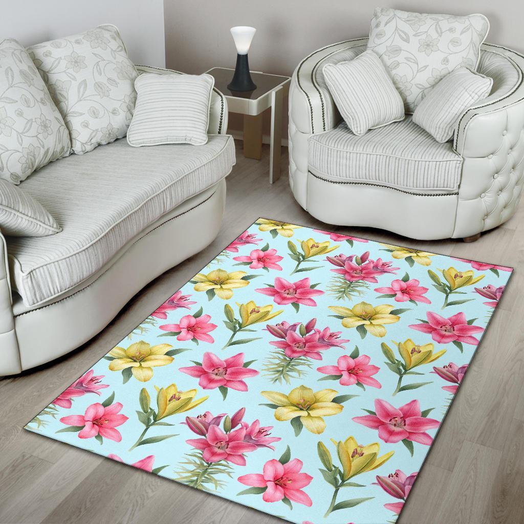 Lily Pattern Print Design LY010 Area Rugs