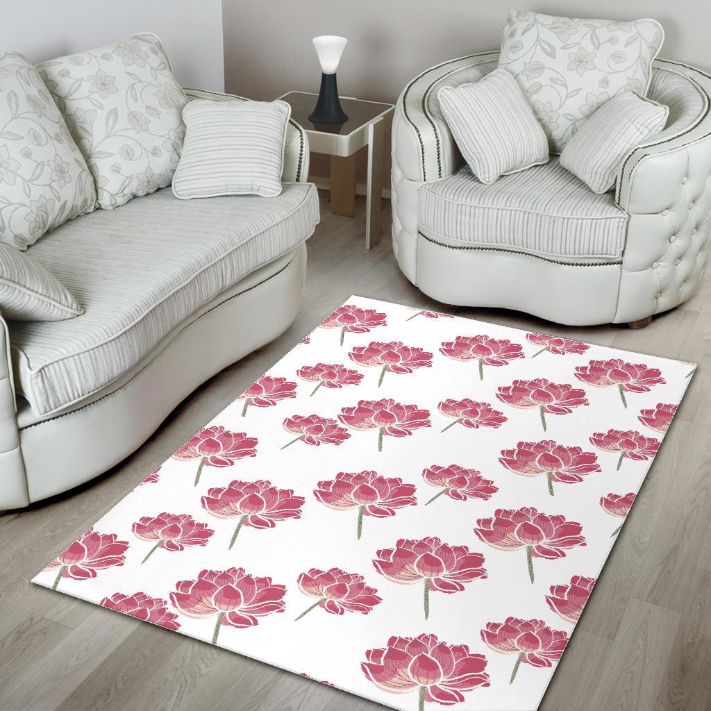 Pink lotus waterlily pattern Area Rug