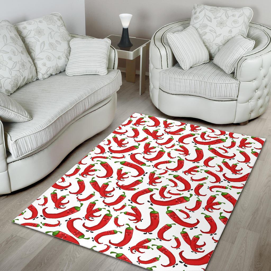 Red Chili Pattern Area Rug