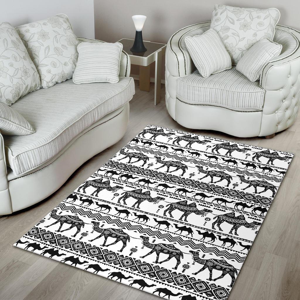 Camel polynesian tribal pattern Area Rug