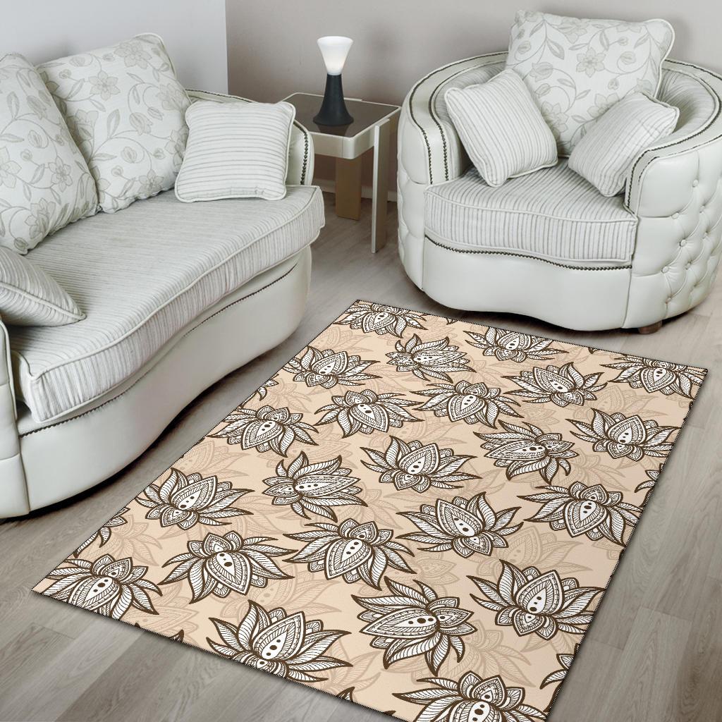 Lotus Boho Pattern Print Design LO05 Area Rugs