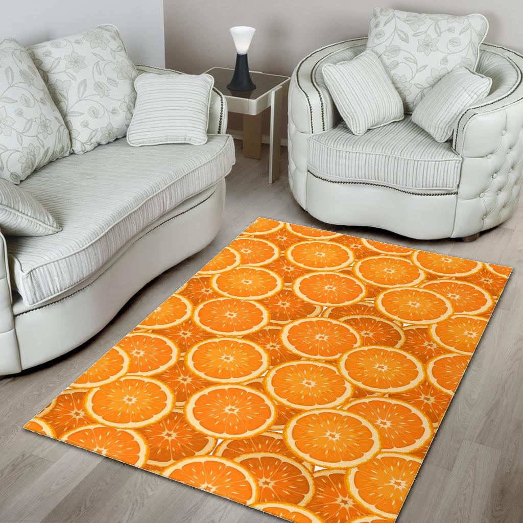 Sliced Orange Pattern Area Rug
