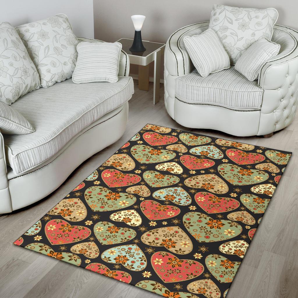 Heart Boho Pattern Print Design HE04 Area Rugs