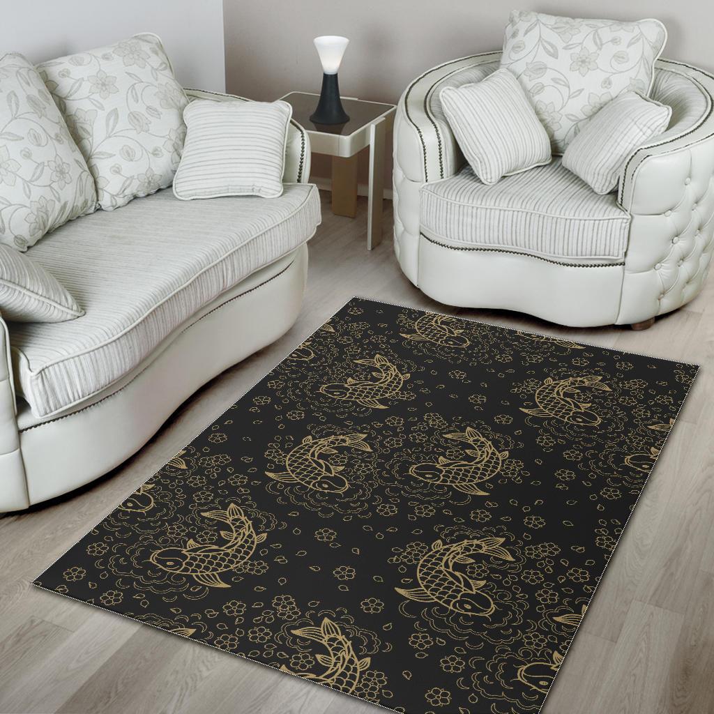 Gold Koi Fish Carp Fish Pattern Area Rug