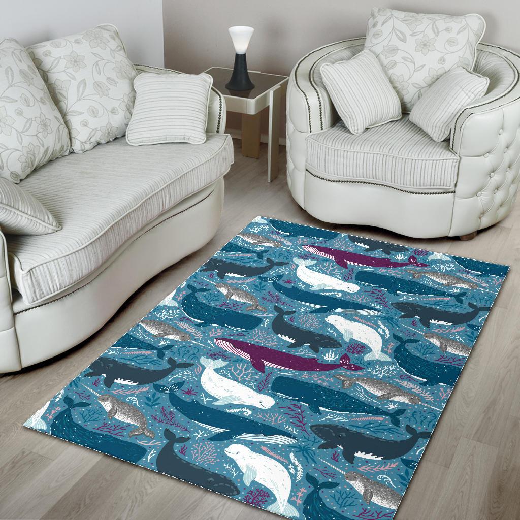 Whale design pattern Area Rug