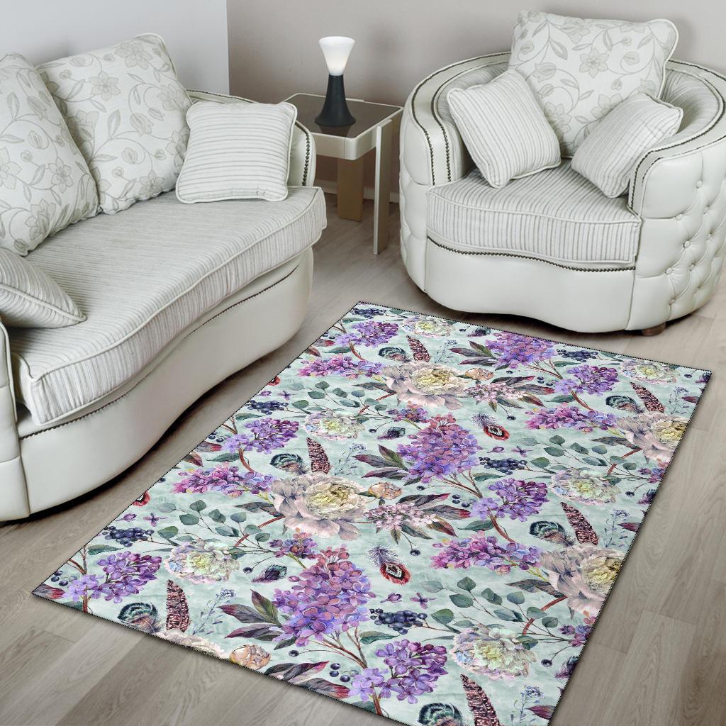 Lilac Pattern Print Design LI06 Area Rugs