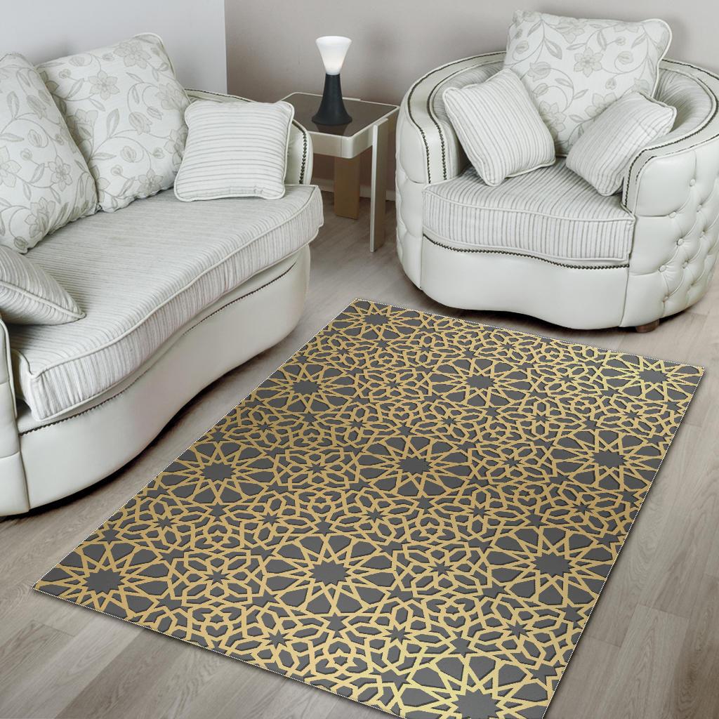 arabic star gold pattern Area Rug