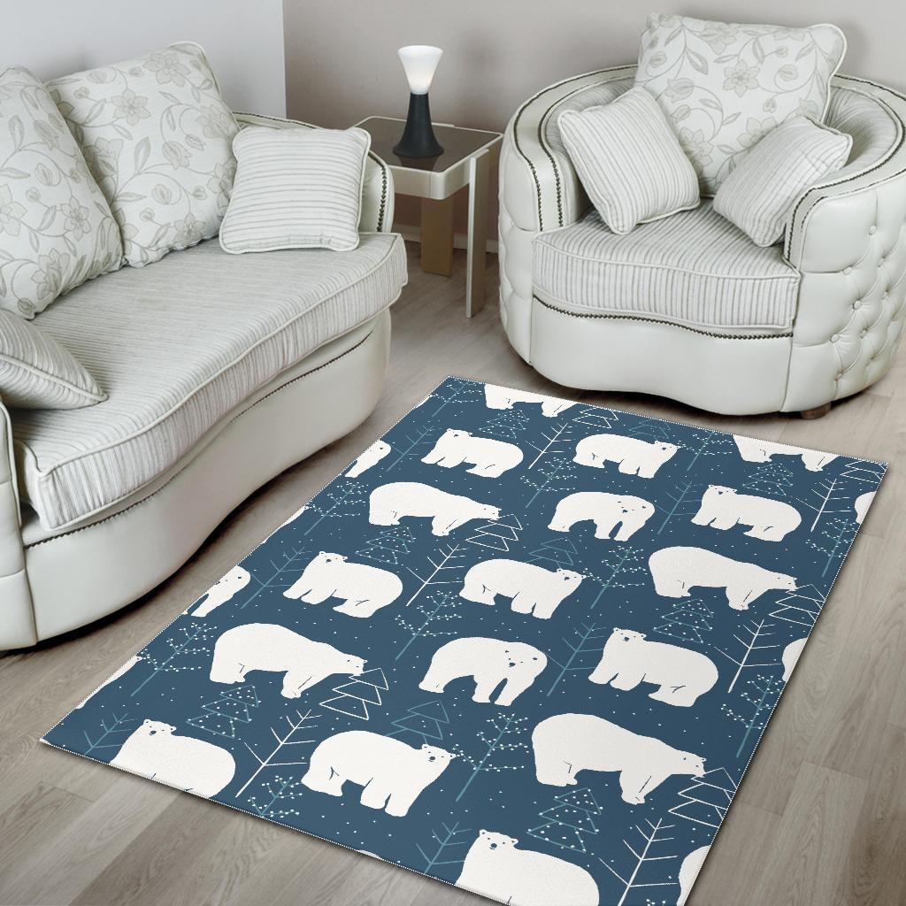 polar bear mother her child pattern Area Rug