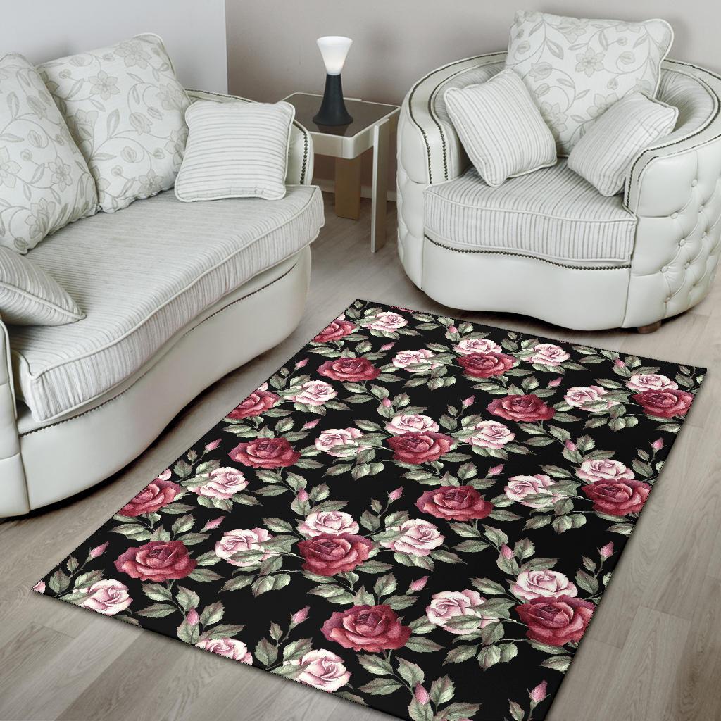 Rose Red Pink Pattern Print Design RO03 Area Rugs