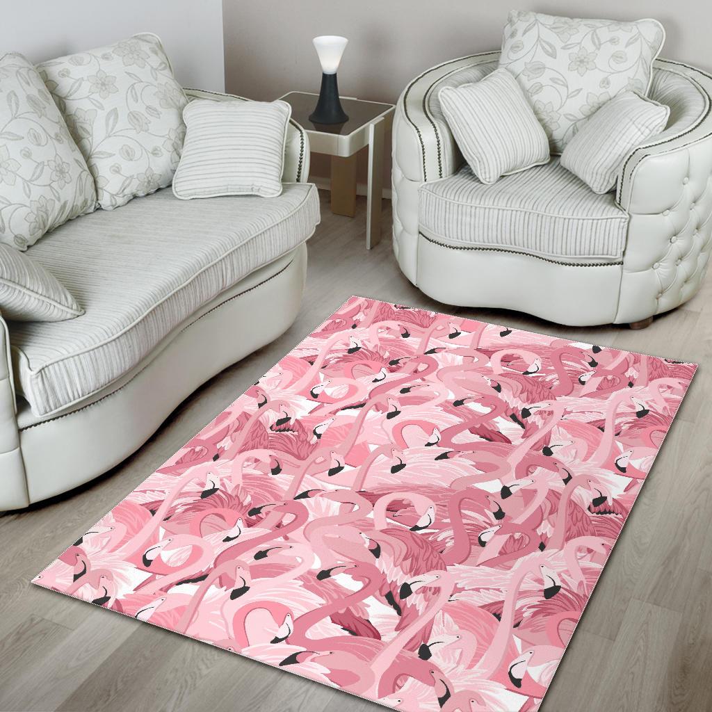 Pink flamingos pattern background Area Rug